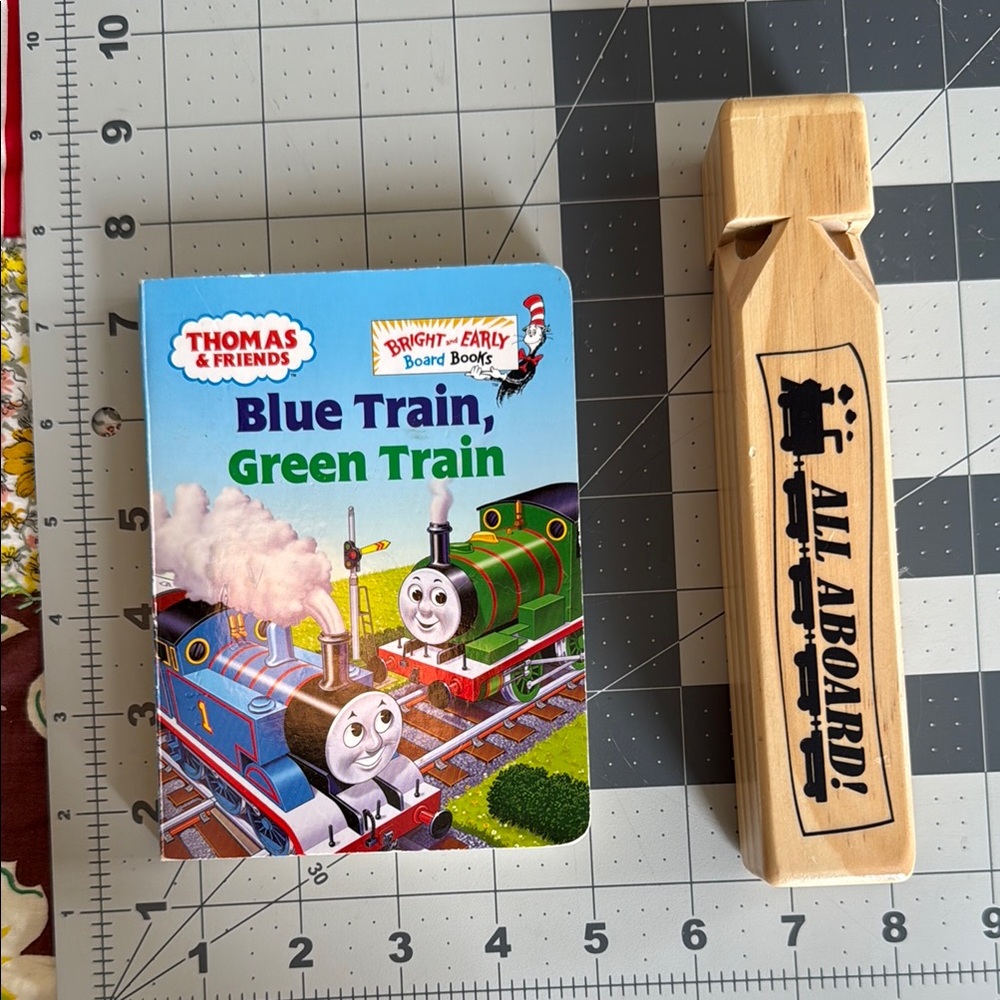 Thomas & Friends Blue Train Green Train board book + train whistle